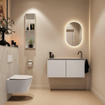 MONDIAZ TURE-DLUX Meuble toilette - 100cm - Linen - EDEN - vasque Opalo - position droite - 1 trou de robinet SW1104381