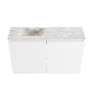 MONDIAZ TURE-DLUX Meuble de toilettes 80 cm Talc. EDEN vasque Glace position gauche. Sans trou de robinet. SW1103103
