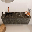 Mondiaz JOYA-DLUX 90cm toiletmeubel - kleur Shadow - Wastafel FAYE positie Links Zonder kraangat kleur Lava. SW1422858