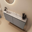 MONDIAZ TURE-DLUX meuble WC 100 cm Smoke. Lavabo EDEN Glace position gauche. Avec 1 trou de robinet. SW1103557