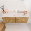 Mondiaz JOYA-DLUX 80cm toiletmeubel - kleur Oak - Wastafel FAYE positie Rechts 1 kraangat kleur Nata. SW1424024