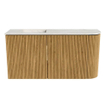 Mondiaz JOYA-DLUX 81.6cm toiletmeubel - ronding rechts kleur Oak - Wastafel FAYE positie Links Zonder kraangat kleur Ostra. SW1422272