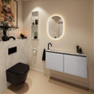 MONDIAZ TURE-DLUX Meuble toilette - 100cm - Plata - EDEN - vasque Opalo - position gauche - 1 trou de robinet SW1104461