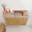 Mondiaz JOYA-DLUX 61.6cm toiletmeubel - ronding links kleur Oak - Wastafel FAYE positie Rechts 1 kraangat kleur Arena. SW1423882
