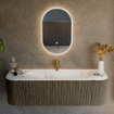 Mondiaz KURVE Ensemble de meuble de salle de bains - 150x46x40cm - 1 tiroir - 2 portes - vasque solid surface - centre - 1 trou de robinet - Shadow SW1414122