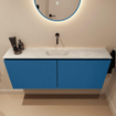 MONDIAZ TURE-DLUX Meuble toilette - 120cm - Jeans - EDEN - vasque Opalo - position centrale - sans trou de robinet SW1104384