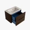 Mondiaz CIRO-DLUX Ensemble de meubles de salle de bains - 70x45x50cm - Vasque solid surface Frappe - 1 lavabo central - 1 trou de robinet - 2 tiroirs - Noyer SW1530299