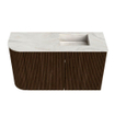 Mondiaz JOYA-DLUX 71.6cm toiletmeubel - ronding links kleur Walnut - Wastafel FAYE positie Rechts Zonder kraangat kleur Ostra. SW1422647