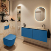 MONDIAZ TURE-DLUX Meuble toilette - 120cm - Jeans - EDEN - vasque Frappe - position droite - 1 trou de robinet SW1102857