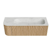 MONDIAZ KURVE-DLUX 135cm Meuble salle de bain avec module 25 G - couleur Oak - 1 tiroir - 1 porte - vasque BIG MEDIUM droite - 1 trou de robinet - couleur Opalo SW1137590