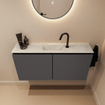 MONDIAZ TURE-DLUX Meuble toilette - 100cm - Dark Grey - EDEN - vasque Opalo - position centrale - 1 trou de robinet SW1104280