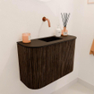 Mondiaz JOYA 63.2cm meuble de salle de bains - arrondi gauche et droite couleur Walnut - Vasque FAYE position Milieu Sans trou de robinet couleur Urban SW1421383