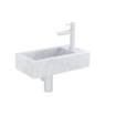 Saniclass Fuente ensemble de fontaine - 40x22x10cm - 1 trou de robinet - à droite - marbre - robinet de lavabo lave-mains blanc mat - blanc SW1419187