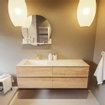 MONDIAZ VICA-DLUX Ensemble meuble de salle de bains - 150cm - meuble bas Washed oak - 4 tiroirs - lavabo encastré cloud à gauche - 1 trou de robinet - version haute 60cm - ostra SW1087132