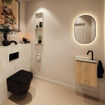MONDIAZ TURE-DLUX Meuble toilette - 40cm - Washed Oak - EDEN - vasque Ostra - position gauche - 1 trou de robinet SW1105192