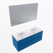 Mondiaz VICA ensemble de meuble de salle de bain - 120cm - meuble sous-vasque jeans - 4 tiroirs - lavabo moon double - sans trous de robinet - couleur talc - miroir LED - version XL 60cm de haut SW1092182