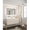 MONDIAZ VICA Ensemble de meuble salle de bain - 120cm - 2 tiroirs - lavabo Cloud double - 0 trous de robinet - solid surface lin SW410981