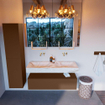 Mondiaz ALAN-DLUX Ensemble de meuble - 120cm - meuble Rust mat - 1 tiroir - Lavabo Cloud Frappe suspendu - vasque Gauche et droite - 0 trous de robinet SW805331