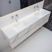 Mondiaz VICA Meuble Carrara avec 4 tiroirs 200x50x45cm vasque lavabo Cloud double sans trou de robinet SW410361