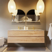 MONDIAZ VICA-DLUX Ensemble meuble de salle de bains - 150cm - meuble bas Washed oak - 2 tiroirs - lavabo encastré cloud double - 2 trous de robinet - version hauteur 60cm - frape SW1088816