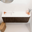 Mondiaz JOYA 101.6cm toiletmeubel - ronding rechts kleur Walnut - Wastafel FAYE positie Links 1 kraangat kleur Talc. SW1421279