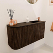 Mondiaz JOYA 81.6cm meuble de toilette - arrondi gauche couleur Walnut - Vasque FAYE position Droite 1 trou de robinet couleur Urban. SW1421357
