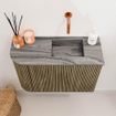 Mondiaz JOYA-DLUX 61.6cm toiletmeubel - ronding links kleur Dusk - Wastafel FAYE positie Rechts Zonder kraangat kleur Sombra. SW1426157