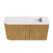 Mondiaz JOYA 81.6cm toiletmeubel - ronding links kleur Oak - Wastafel FAYE positie Rechts Zonder kraangat kleur Talc. SW1421176