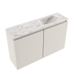 MONDIAZ TURE-DLUX Meuble toilette - 80cm - Linen - EDEN - vasque Glace - position droite - sans trou de robinet SW1103385