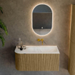 Mondiaz KURVE-DLUX Ensemble de meuble de salle de bains - 95x46x40cm - 1 tiroir - 1 porte - lavabo solid surface - à droite - sans trou de robinet - Dusk SW1415055