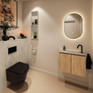 MONDIAZ TURE-DLUX Meuble toilette - 60cm - Washed Oak - EDEN - vasque Opalo - position droite - 1 trou de robinet SW1104612