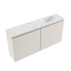 MONDIAZ TURE-DLUX meuble de WC 100cm Linen. EDEN lavabo Opalo position droite. Avec 1 trou de robinet. SW1104381