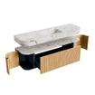 MONDIAZ THOR-DLUX 160cm badmeubel ronding links + rechts kleur Oak met 1 lade en 2 deuren. Vrijhangende wastafel CLOUD Midden 1 kraangat kleur Glace. SW1464965