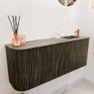 Mondiaz JOYA-DLUX Meuble de salle de bains - 101,6 cm - arrondi gauche couleur Shadow - Vasque FAYE position droite 1 trou de robinet couleur Oza SW1425079