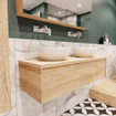 Mondiaz LUSH Meuble salle de bains avec 1 tiroir lavabo BARCO 120x30x45cm double sans trou de robinet Washed oak SW409559