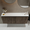 MONDIAZ TURE Kit lave-mains - 120x23x50cm - 1 trou de robinet - 2 portes - marron foncé mat - Lavabo à droite - Acrylique Blanc SW475202