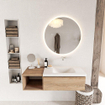 MONDIAZ BUKLA 120cm ensemble de meuble avec module ouvert 40 couleur Chêne Blanchi avec 1 tiroir. Lavabo CLOUD à droite 0 trous de robinet couleur Talc. SW1382043