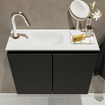 MONDIAZ TURE Kit lave-mains - 60x23x50cm - 1 trou de robinet - 2 portes - urban mat - Lavabo à gauche - Acrylique Blanc SW474897