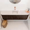 Mondiaz JOYA-DLUX 123.2cm toiletmeubel - ronding links en rechts kleur Walnut - Wastafel FAYE positie Midden Zonder kraangat kleur Meli. SW1424466