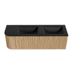 MONDIAZ KURVE 145cm Meuble salle de bain avec module 25 G - couleur Oak - 1 tiroir - 1 porte - vasque CLOUD double / droite - sans trous de robinet - Urban SW1138400