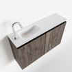 MONDIAZ TURE Kit lave-mains - 80x23x50cm - 1 trou de robinet - 2 portes - marron foncé mat - Lavabo à gauche - Acrylique Blanc SW475189