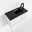 MONDIAZ ADA Meuble WC - 60x30x50cm - 1 trou de robinet - 2 tiroirs - talc mat - lavabo à droite - Solid surface - Noir SW472870
