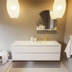 Mondiaz VICA-DLUX Ensemble de meuble de salle de bain - 150cm - meuble sous-vasque talc - 2 tiroirs - lavabo encastré cloud droite - 1 trou de robinet - version haute de 60cm - opalo SW1088513