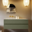 MONDIAZ VICA-DLUX Ensemble meuble de salle de bains - 130cm - meuble bas army - 2 tiroirs - lavabo encastré cloud gauche - sans trous de robinet - version haute 60cm - frape SW1088714