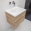 Mondiaz VICA Ensemble de meuble de salle de bain - 60cm - meuble sous-vasque chêne blanchi - 2 tiroirs - lavabo CLOUD milieu sans trous de robinet - version XL 60cm de haut SW1089895