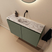 MONDIAZ TURE-DLUX Meuble toilette - 80cm - Army - EDEN - vasque Glace - position centrale - sans trou de robinet SW1103170