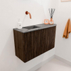 Mondiaz JOYA-DLUX 71.6cm meuble de salle de bains - arrondi droit couleur Walnut - Vasque FAYE position Gauche Sans trou de robinet couleur Sombra. SW1424750
