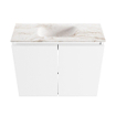 MONDIAZ TURE-DLUX Meuble de toilettes 60 cm Talc. EDEN vasque Frappe position milieu. Sans trou de robinet. SW1102587