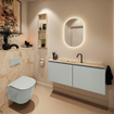 MONDIAZ TURE-DLUX Meuble toilette - 120cm - Greey - EDEN - vasque Frappe - position centrale - 1 trou de robinet SW1102775