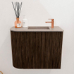 Mondiaz JOYA-DLUX 51.6cm toiletmeubel - ronding links kleur Walnut - Wastafel FAYE positie Rechts 1 kraangat kleur Saba. SW1424669